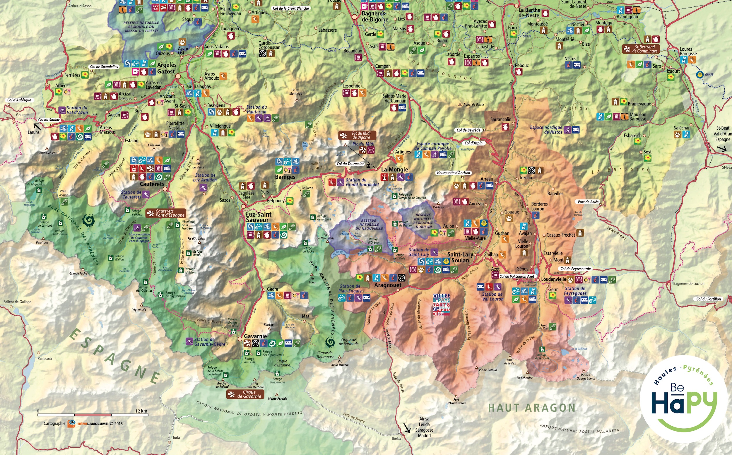 Carte de la région d'Estaing et des Hautes-Pyrénées