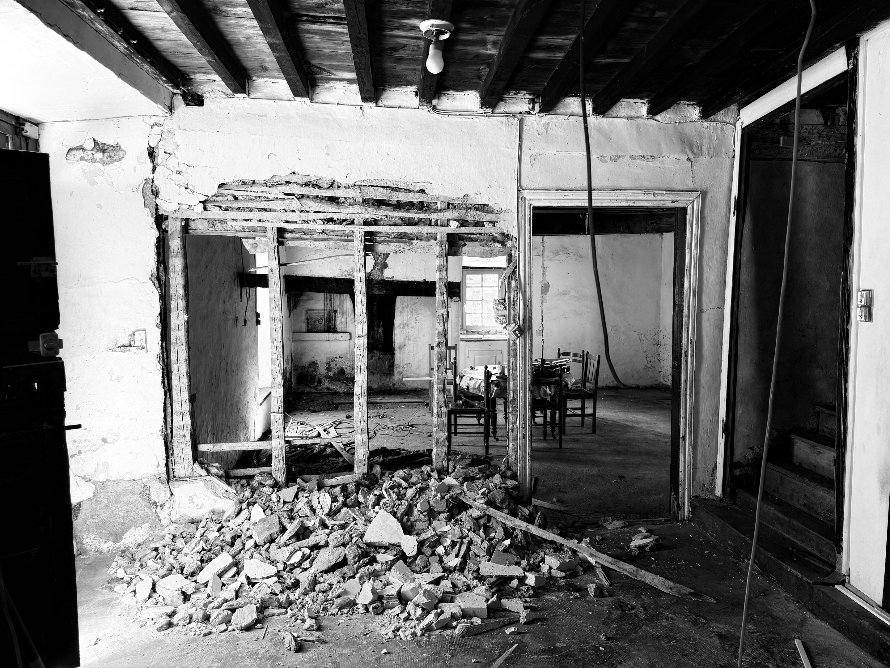 Ouverture d'un mur porteur pendant le chantier